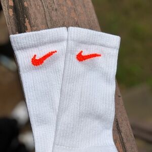 Neon Orange Rhinestone Nike Crew socks